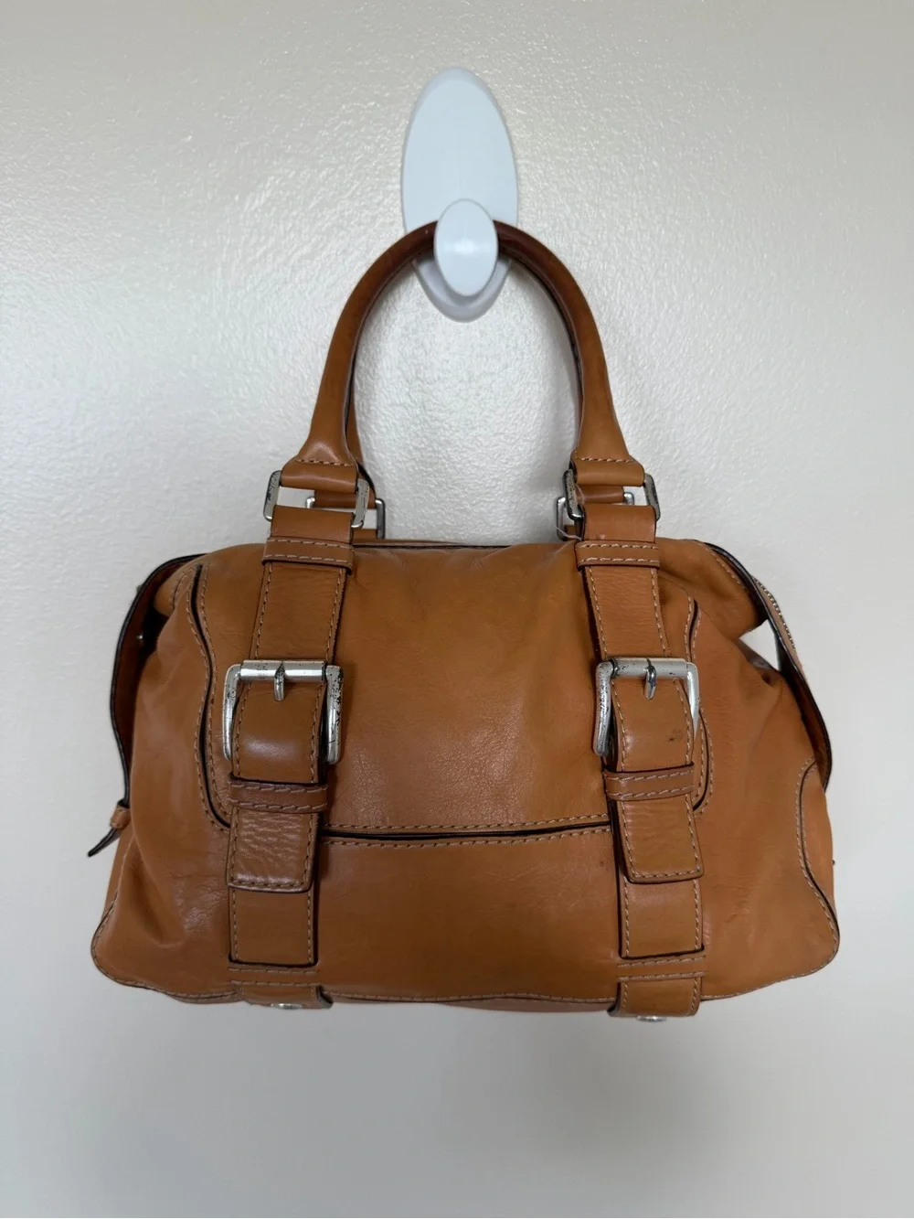 MICHAEL KORS Brookville Update Cognac Camel Brown Leather Medium Shoulder Bag